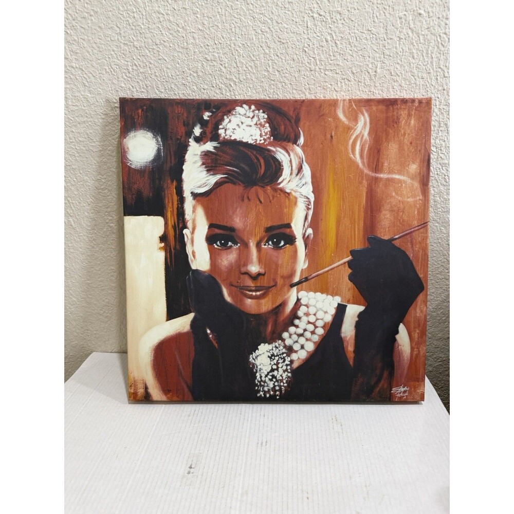 Stephen Fishwick Pop Art Portrait Woman w/ Cigarette Holder Canvas Signed 2013